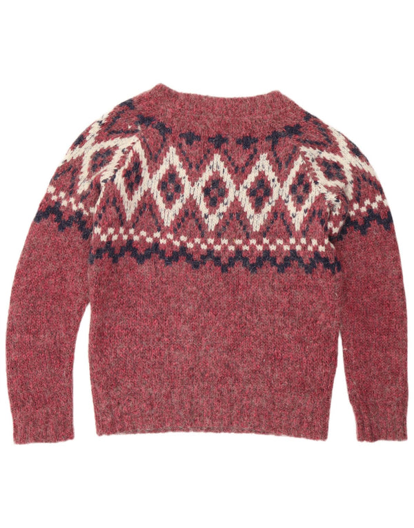 Fat Face Dame Boat Neck Jumper Sweater UK 14 Medium Pink Fair Isle