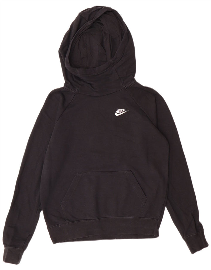 Nike Dame Oversized Hoodie Jumper UK 10 Small Black Bomuld