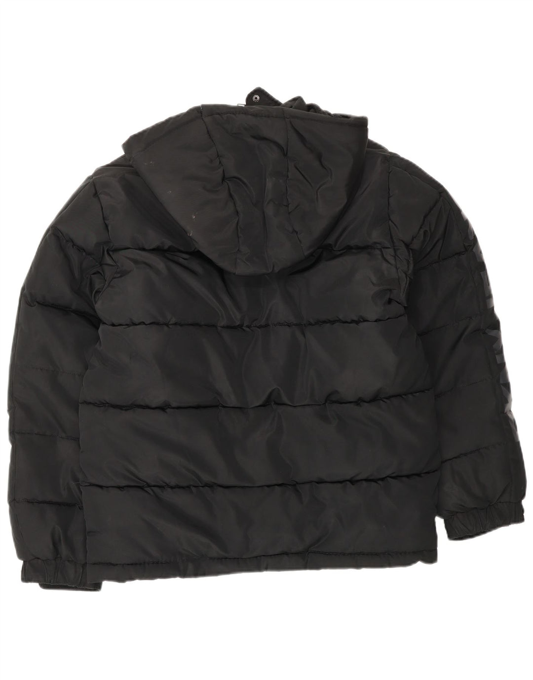 DKNY Boys Graphic Hooded Padded Jacket 14-15 Years Large Black Polyester