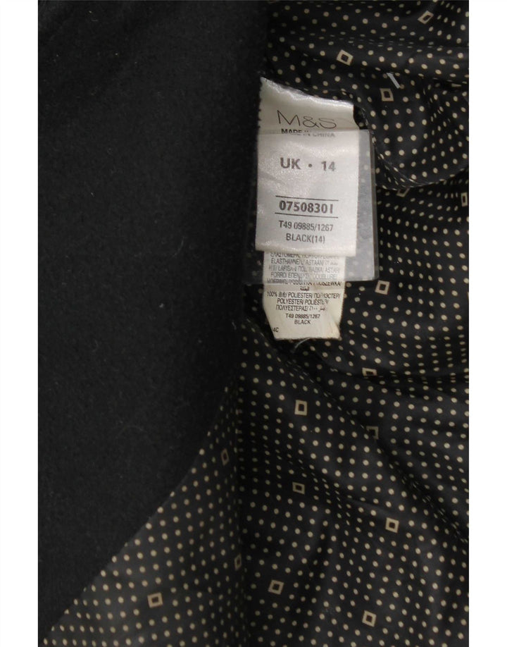 Marks & Spencer Dobbeltradet frakke til kvinder UK 14 Medium Sort Polyester