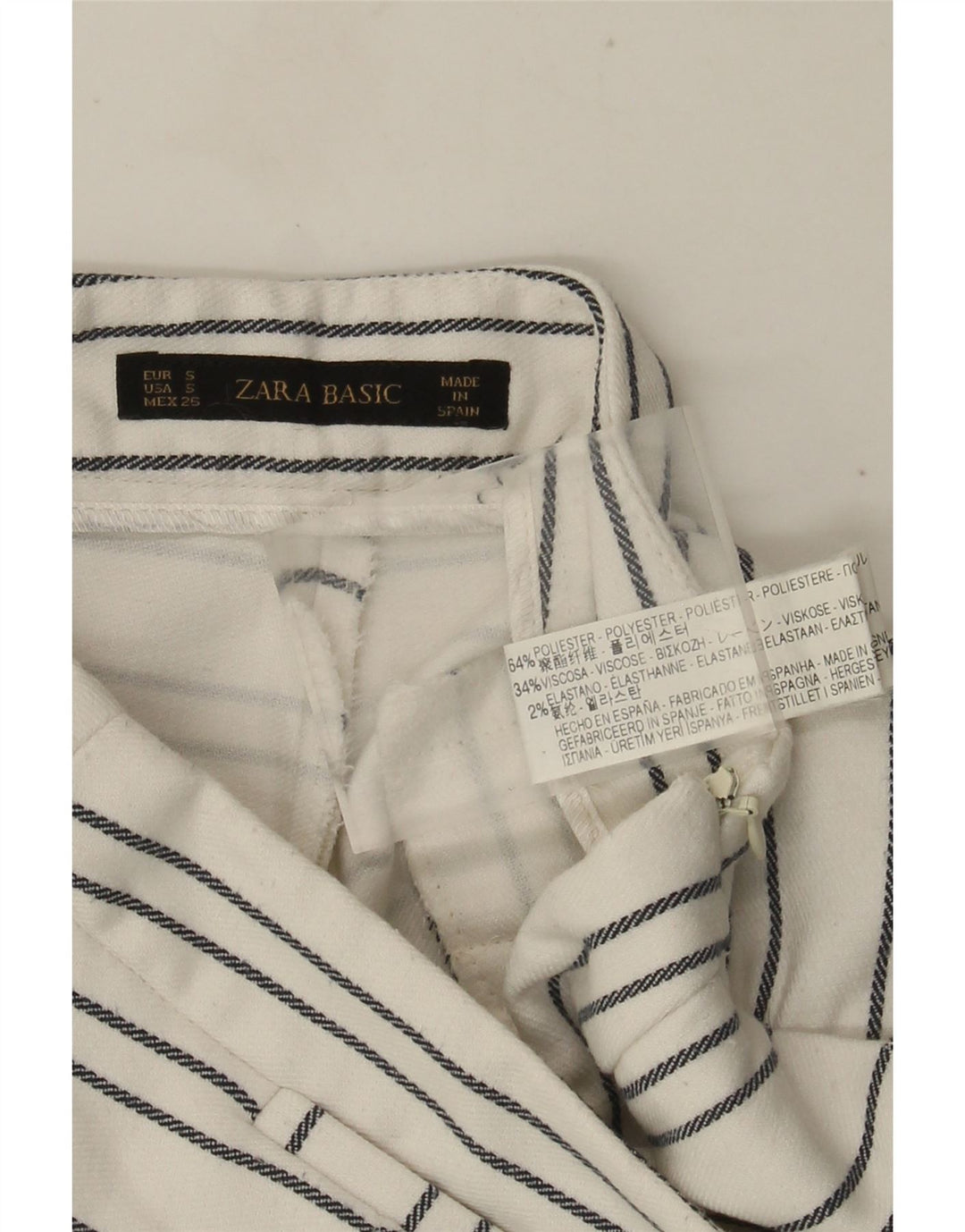 Zara højtaljede chinoshorts til kvinder Small W26 hvidstribet polyester