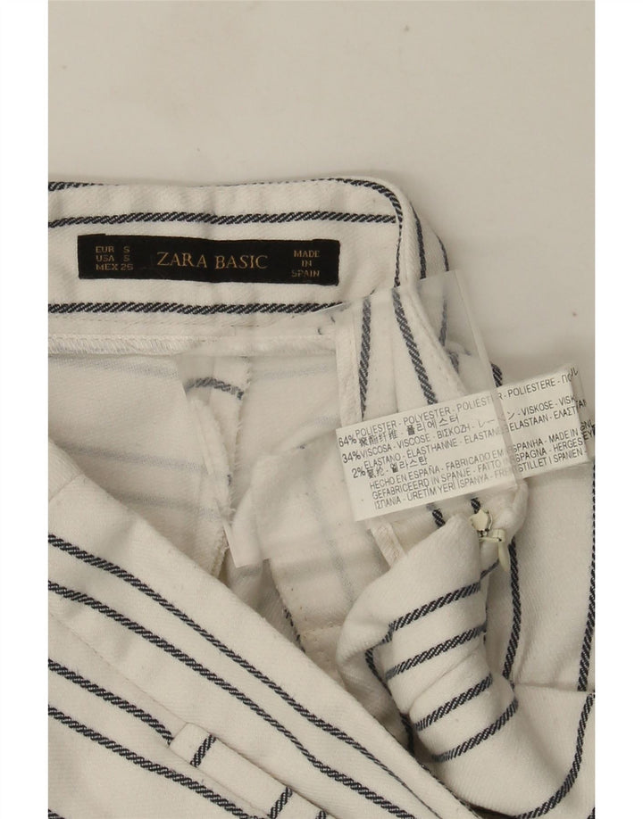 Zara højtaljede chinoshorts til kvinder Small W26 hvidstribet polyester