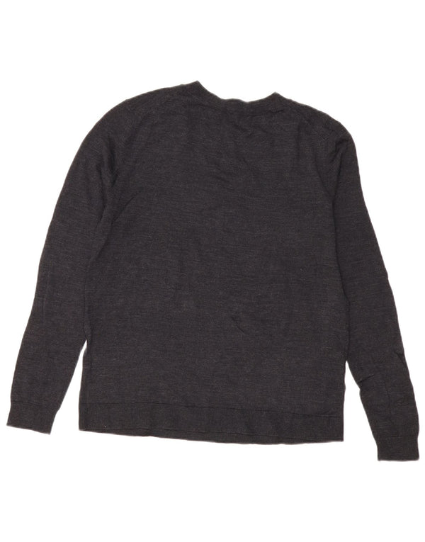 Zara Dame V-hals sweater UK 10 Small Navy Blue Wool