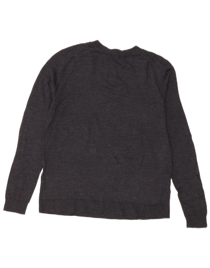 Zara Dame V-hals sweater UK 10 Small Navy Blue Wool