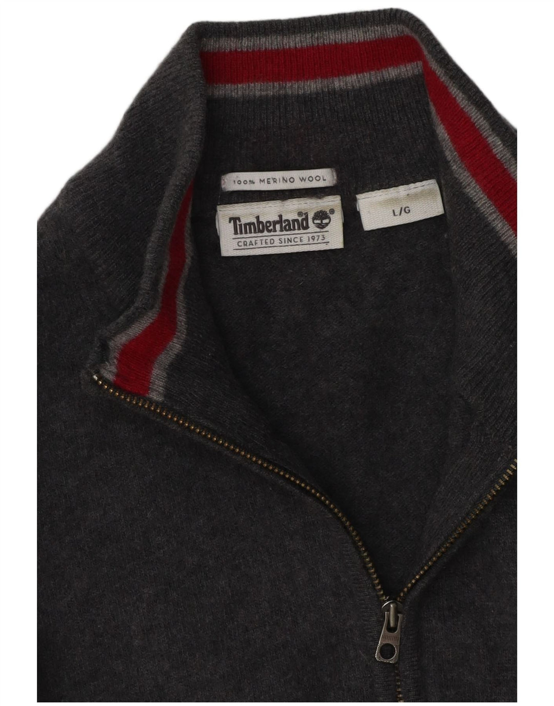 Timberland Herre Zip Neck Jumper Sweater Stor Grå Merinould