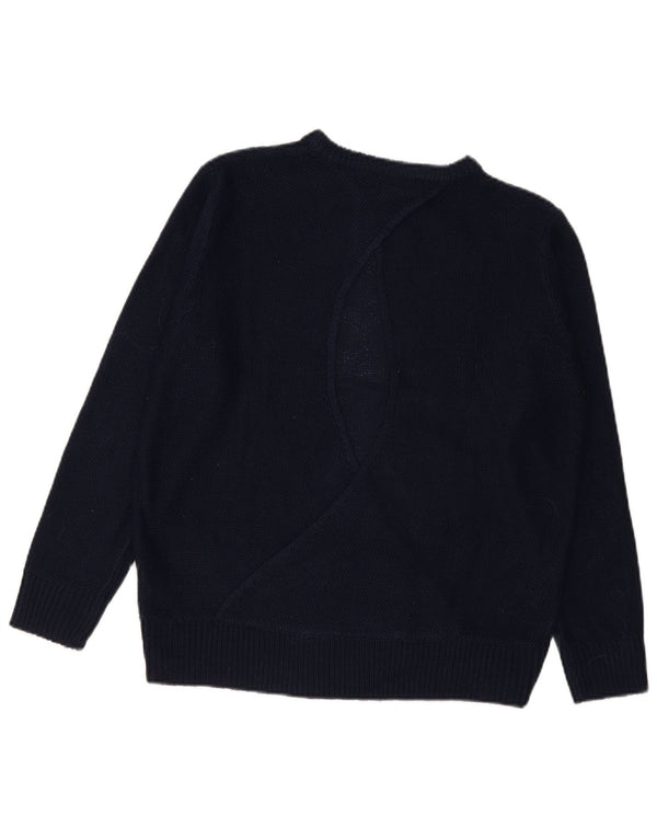 Zara Dame Oversized Boat Neck Jumper Sweater UK 14 Medium Navy Blue