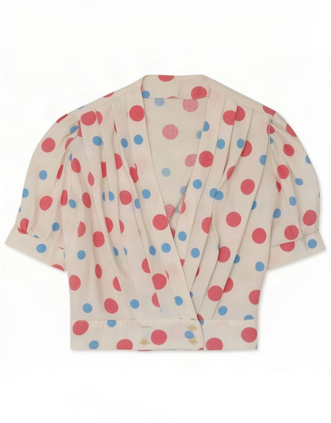Vintage Damebluse Top UK 10 Small White Spotted