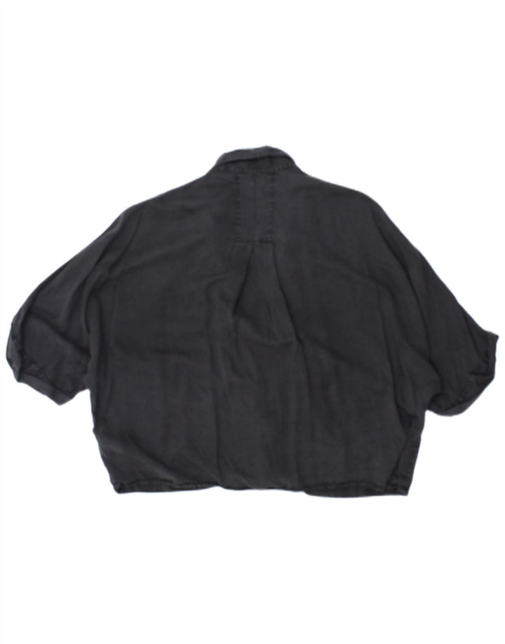 ZARA Kortærmet Oversized skjortebluse til kvinder UK 10 Lille Sort