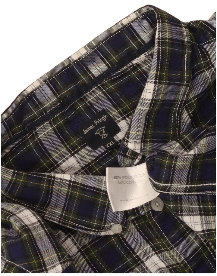 James Pringle herre flannel skjorte 2XL marineblå ternet polyester