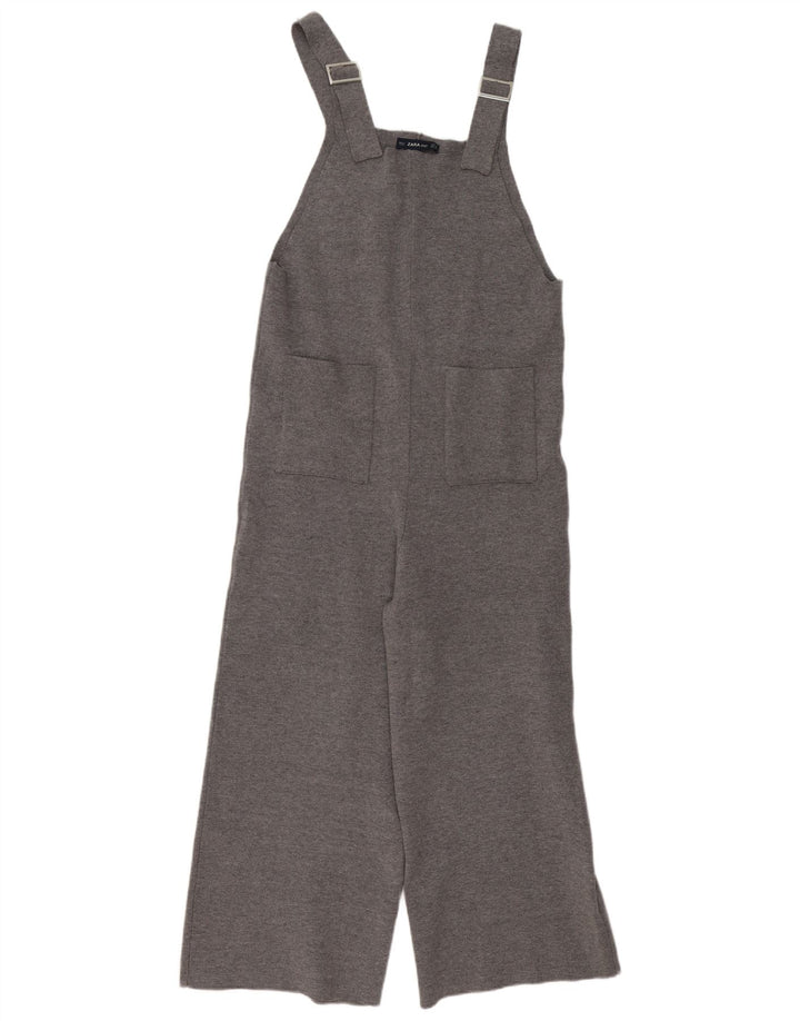 Zara Damestrik Jumpsuit UK 12 Medium Grey Viscose