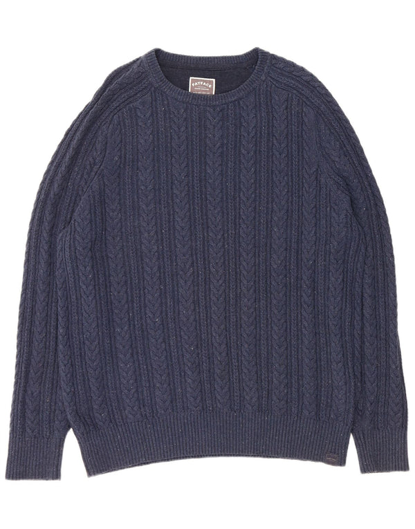 FAT FACE Herre Boat Neck Jumper Sweater XL Navy Blue Flecked Bomuld