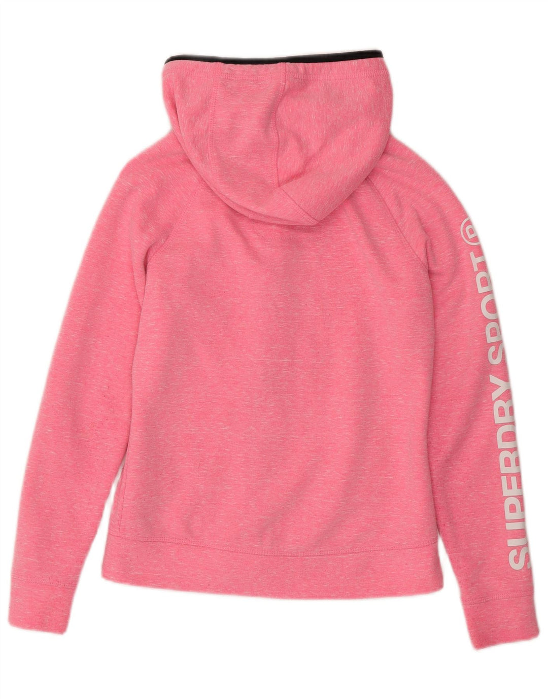 SUPERDRY Dame Loose Fit Grafisk Hættetrøje Sweater med lynlås UK 6 XS Pink Flecked