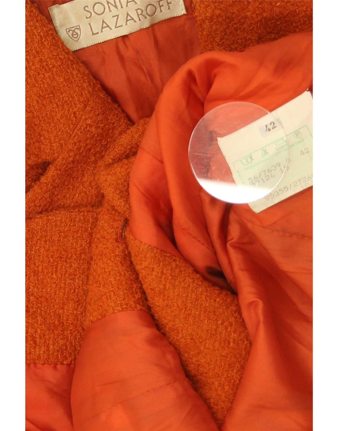 Vintage dame 4-knaps blazerjakke IT 42 Medium Orange Uld
