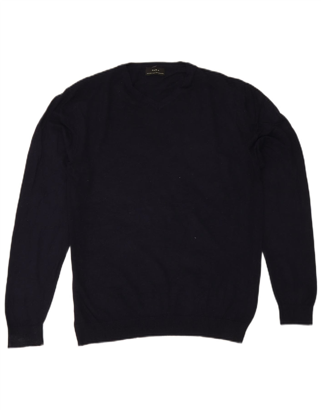 Zara Dame V-hals sweater UK 14 Medium Navy Blue