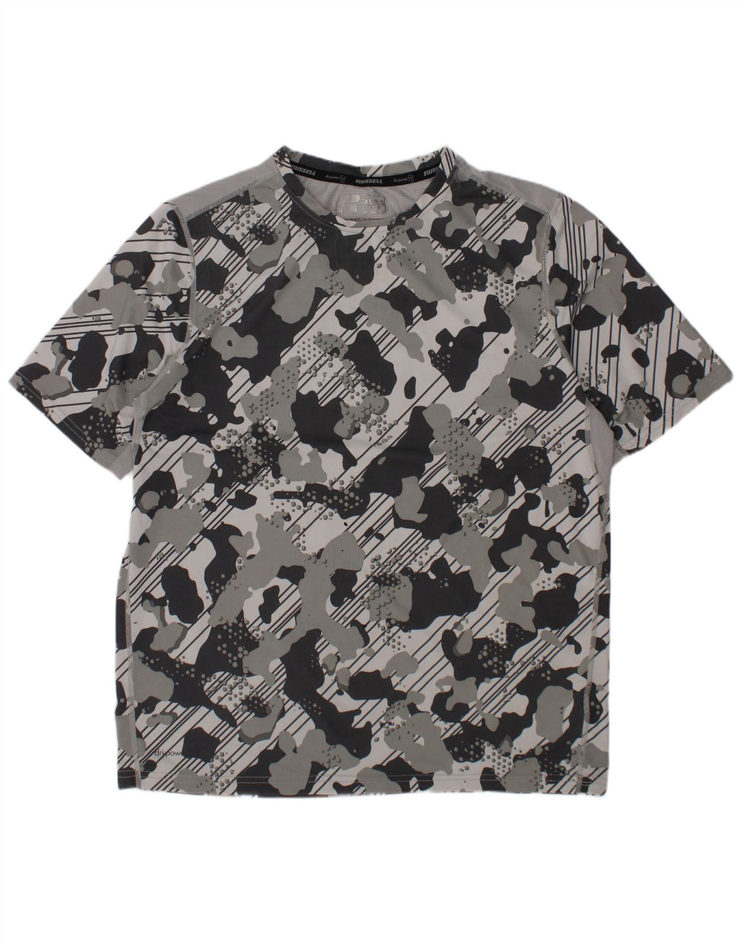 RUSSELL ATHLETIC Drenge Dri-Power T-Shirt Top 14-15 år XL Grå Camouflage
