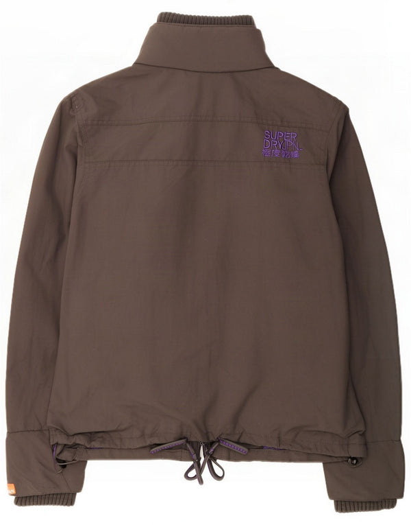 Superdry Graphic Windbreaker Jacket UK 12 Medium Grey Polyester
