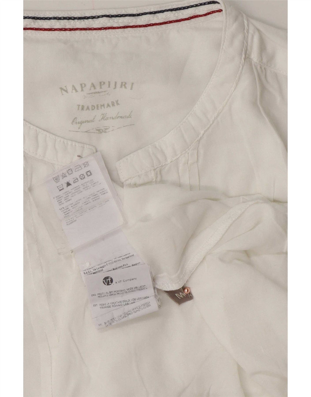 Napapijri Dame 3/4 ærmet bluse Top UK 14 Medium White Bomuld