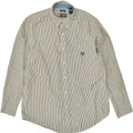 CHAPS Mens Easy Care Shirt Large Green Pinstripe Cotton | Vintage Chaps | Thrift | Second-Hand Chaps | Used Clothing | Messina Hembry 
