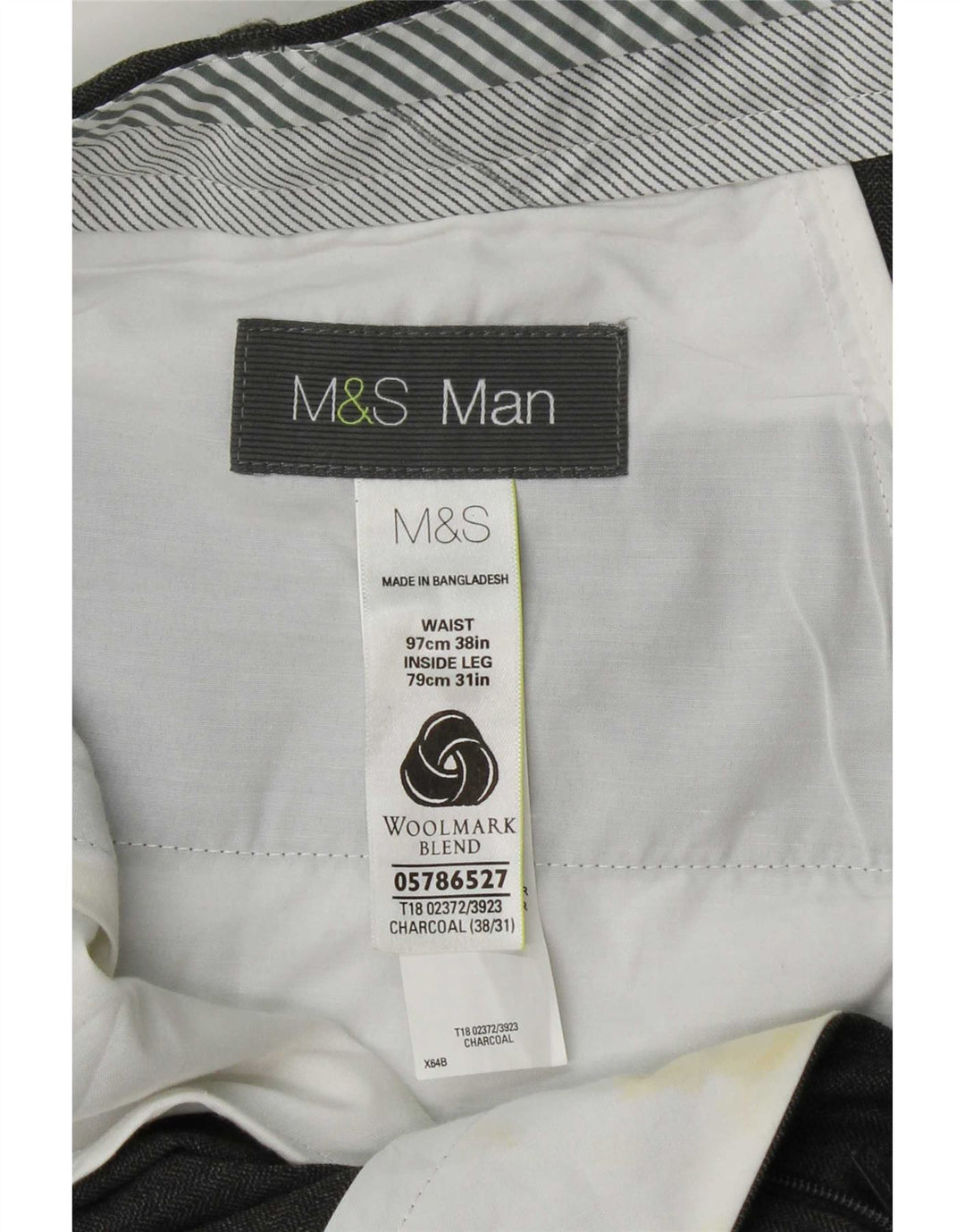 Marks & Spencer Herre lige jakkesætsbukser W38 L31 Grå uld