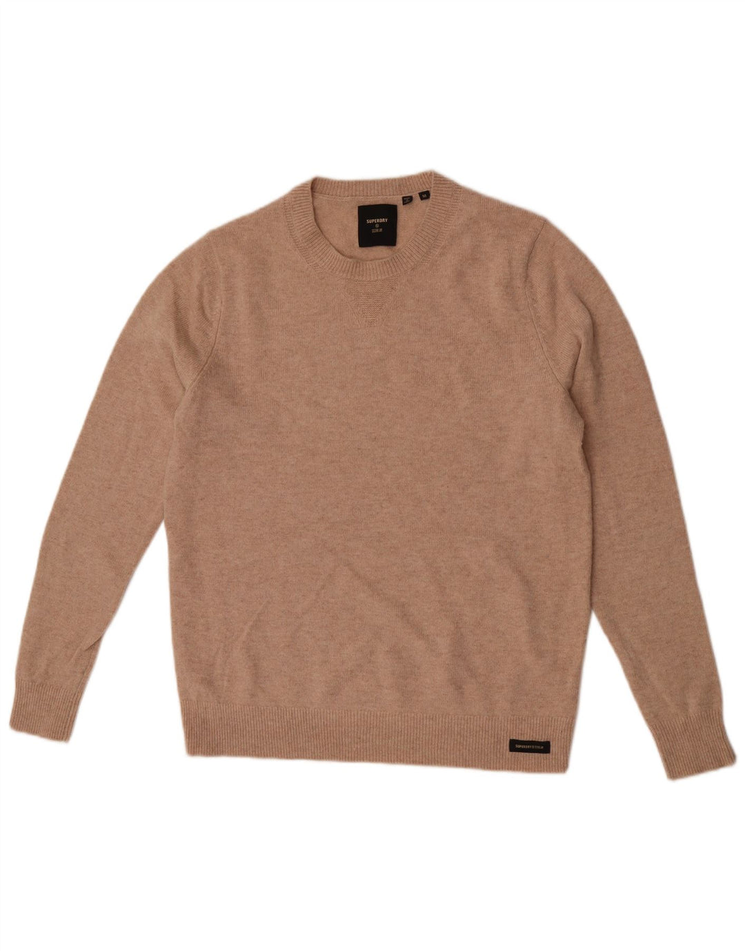 Superdry Sweater med rund hals til mænd mellem beige lammeuld