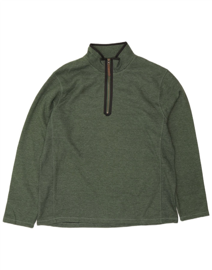 Mountain Warehouse Herre Zip Neck Jumper Sweater Stor Grøn Bomuld