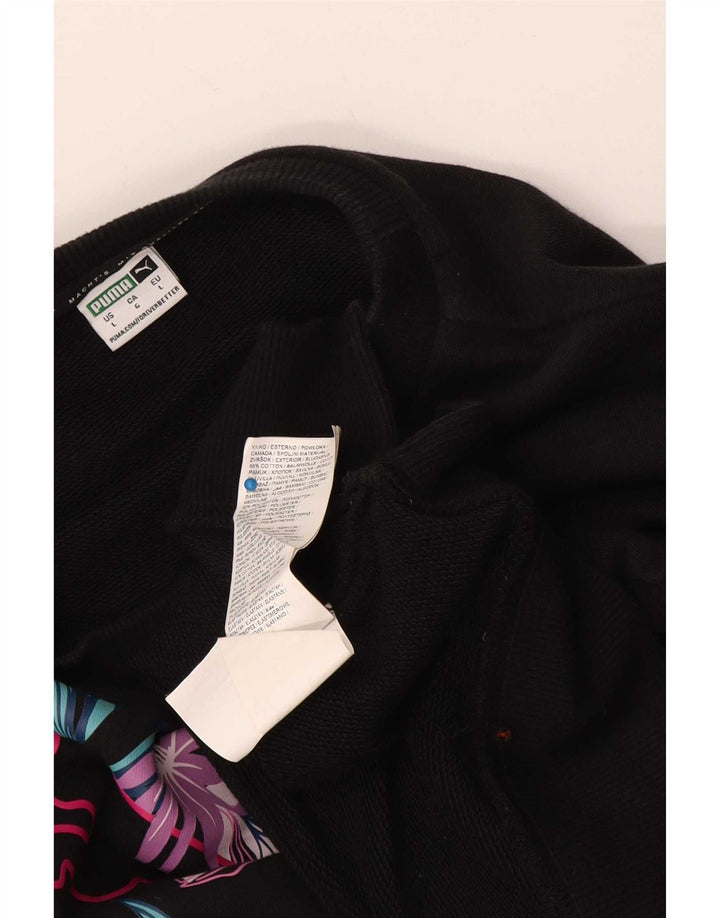 Puma Dame Grafisk Oversized Sweatshirt Jumper UK 16 Large Black Floral
