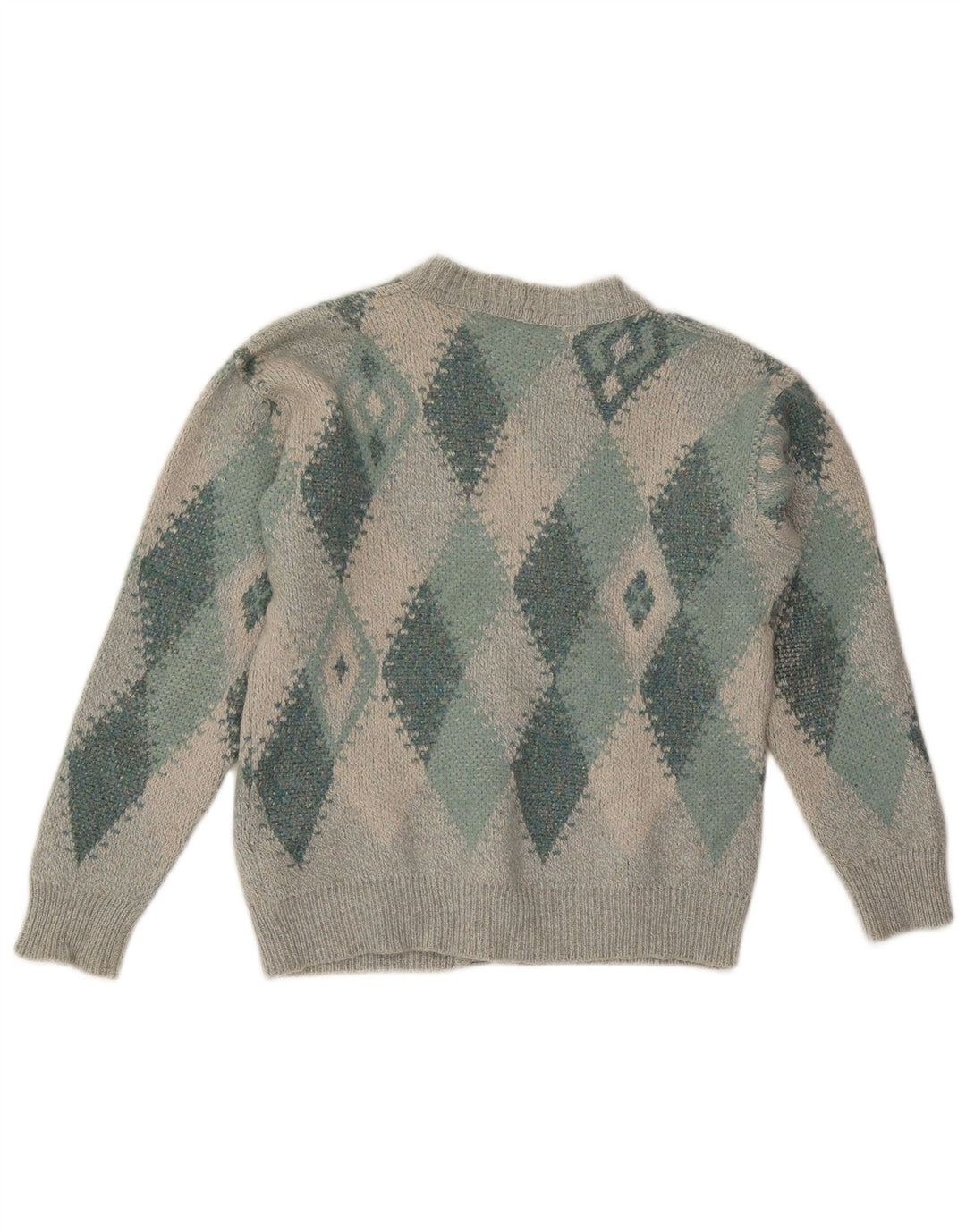 Gran Sasso Herre Cardigan Sweater Medium Grey Argyle/Diamond Wool