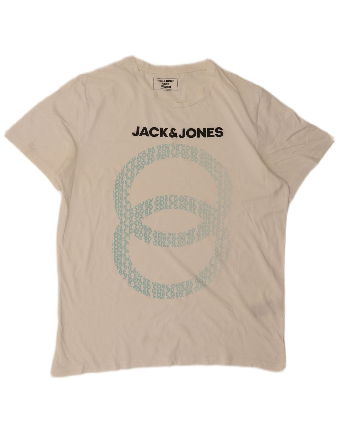 Jack & Jones Herre Regular Fit Grafisk T-shirt Top Medium Hvid Bomuld