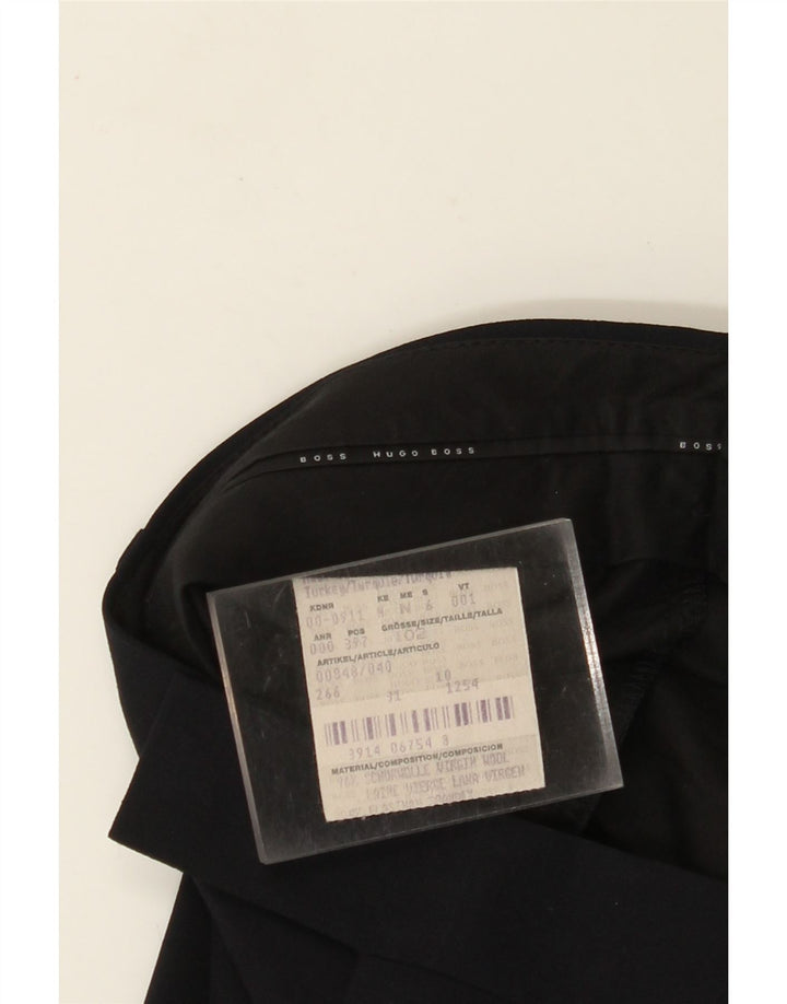 HUGO BOSS lige jakkesætsbukser til kvinder W34 L31 Marineblå jomfruuld