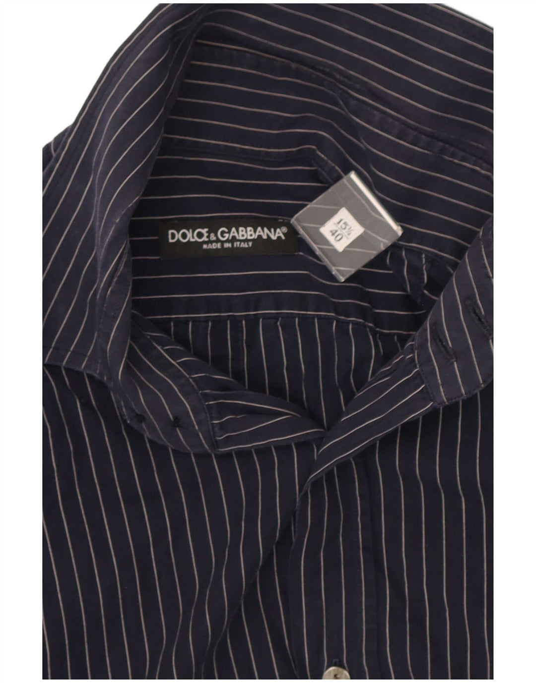 Dolce & Gabbana herreskjorte str. 40 15 3/4 Medium marineblå nålestribe