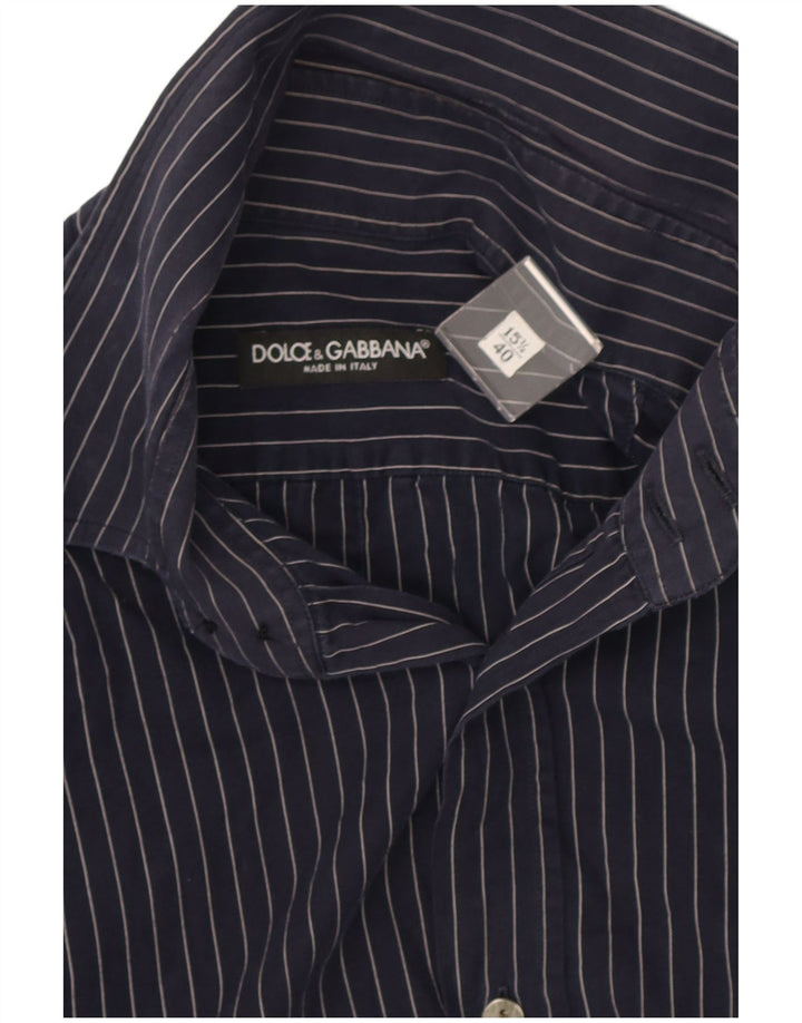 Dolce & Gabbana herreskjorte str. 40 15 3/4 Medium marineblå nålestribe