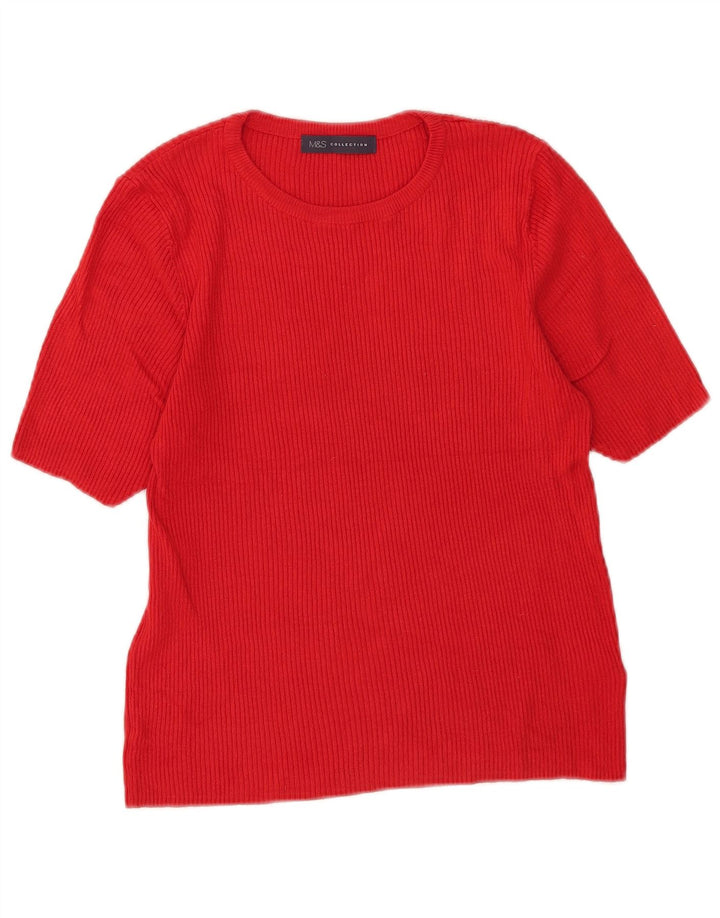 Marks & Spencer Dame Crop T-Shirt Top UK 16 Large Red Viscose
