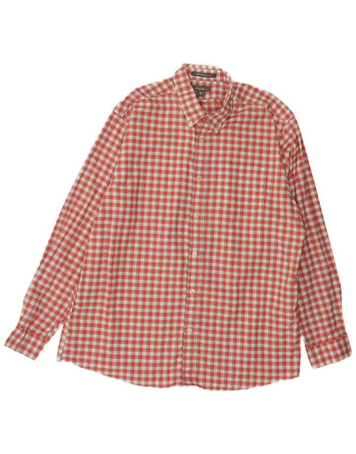 Eddie Bauer Herre Relaxed Fit skjorte XL rød ternet bomuld
