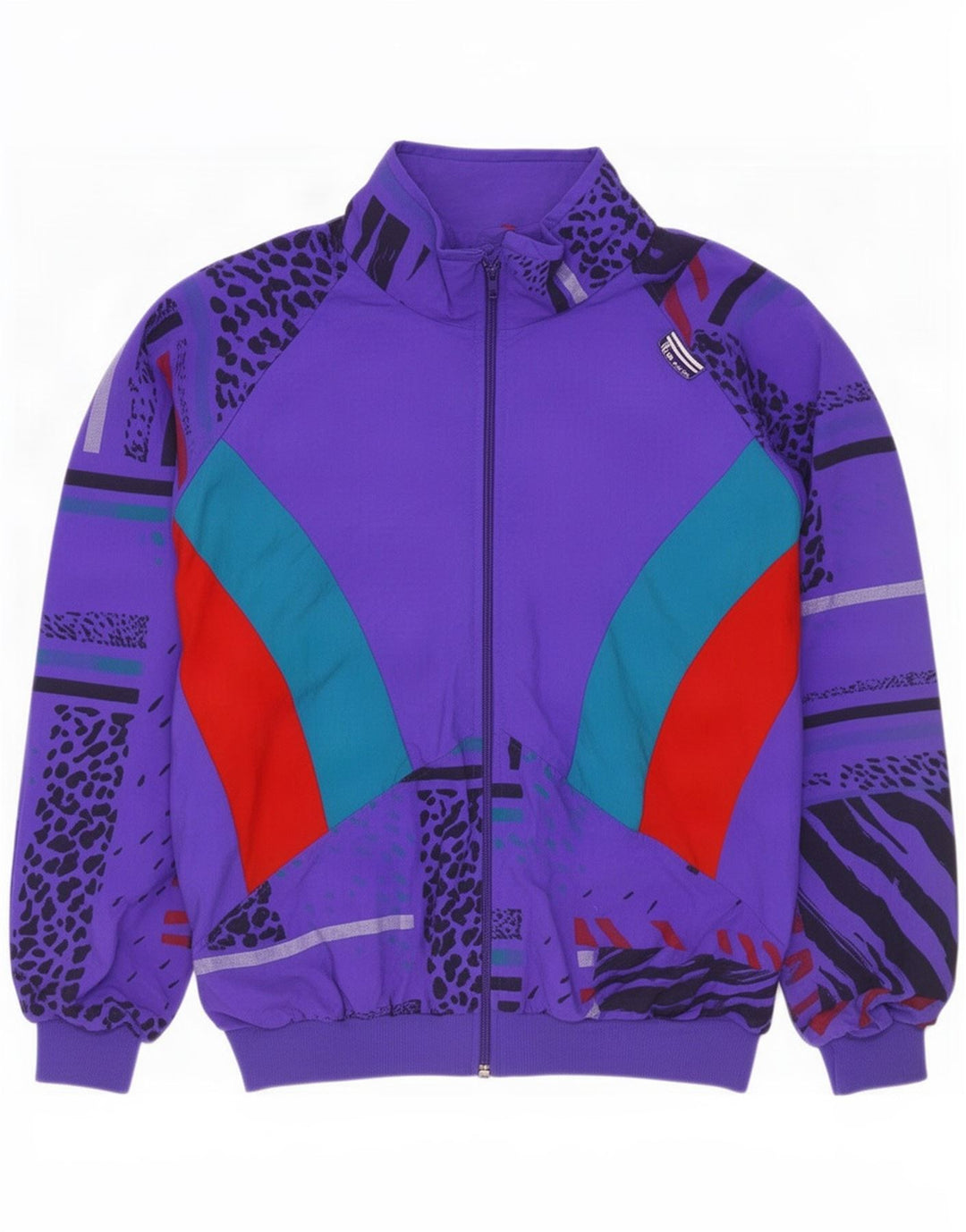 Vintage træningsdragt til mænd Topjakke UK 40 Medium Lilla Colourblock Polyamid