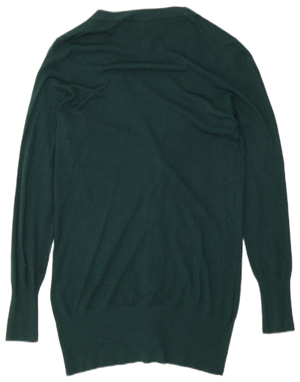 Zara Womens Longline Cardigan Sweater UK 14 Large Green Viscose