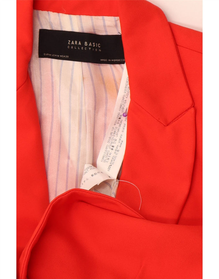 Zara Dame 1 Knap Blazer Jacket UK 12 Medium Red Acetate