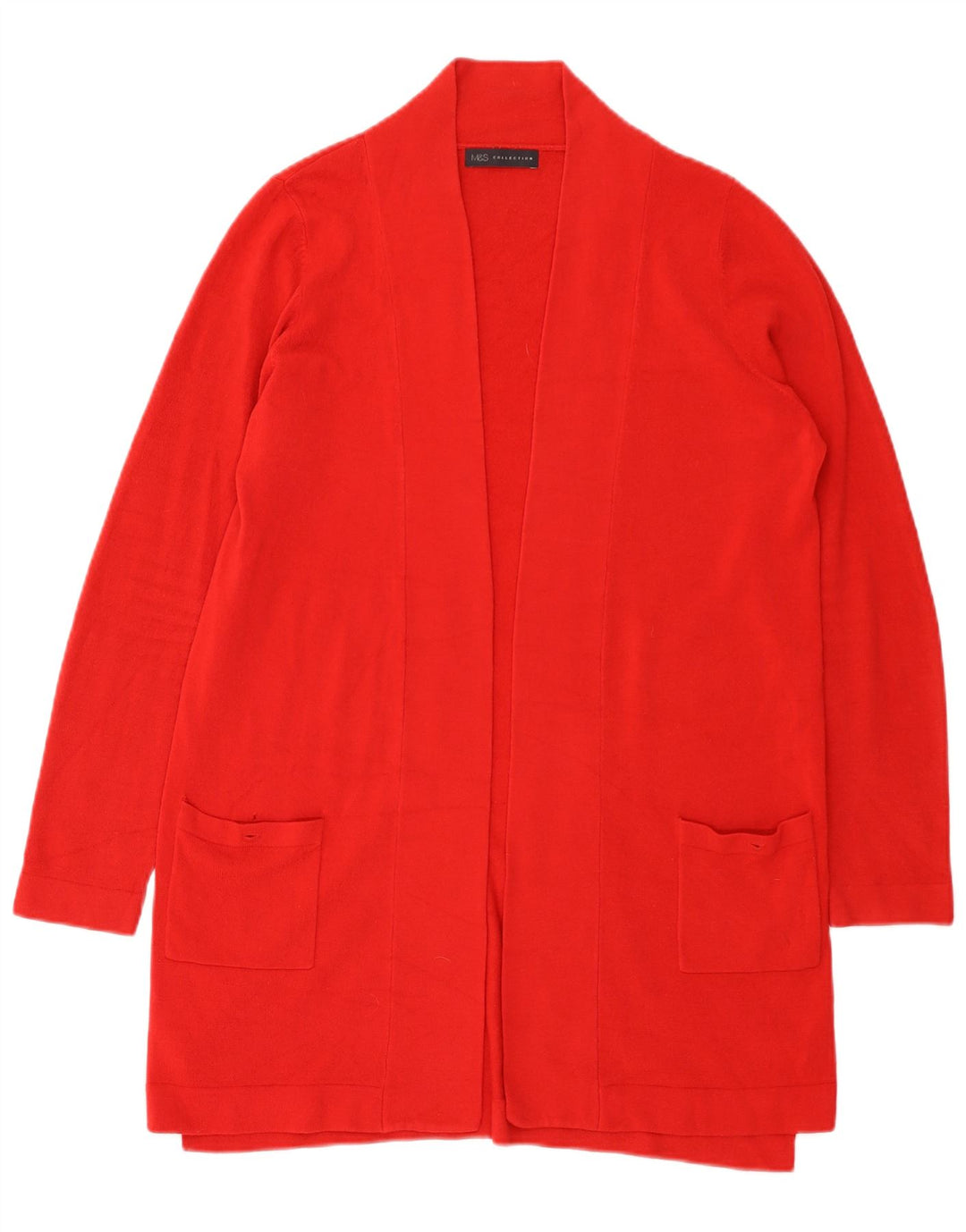 Marks & Spencer Dame Longline Åben Cardigan Sweater UK 16 Large Red