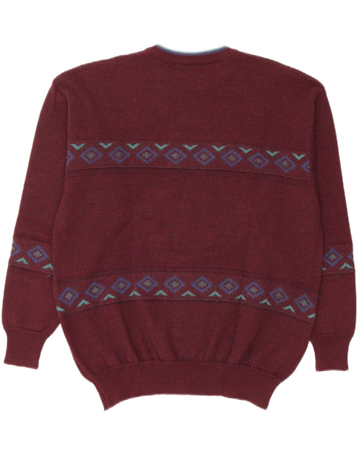 Canda sweater med rund hals til mænd IT 52/54 Large Burgundy Argyle/Diamond