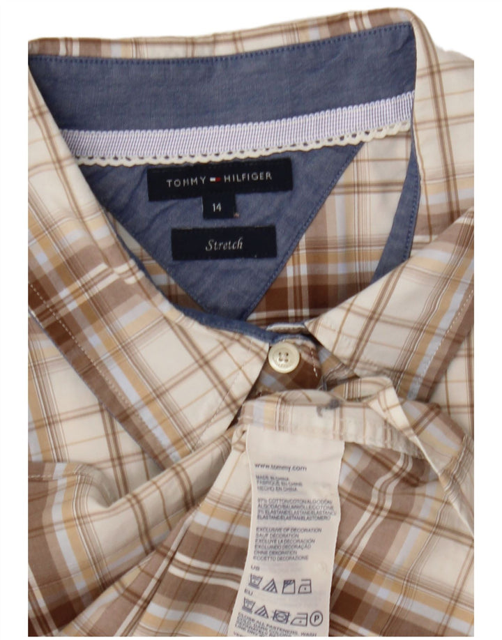 Tommy Hilfiger Dameskjorte UK 14 Medium Beige Ternet Bomuld