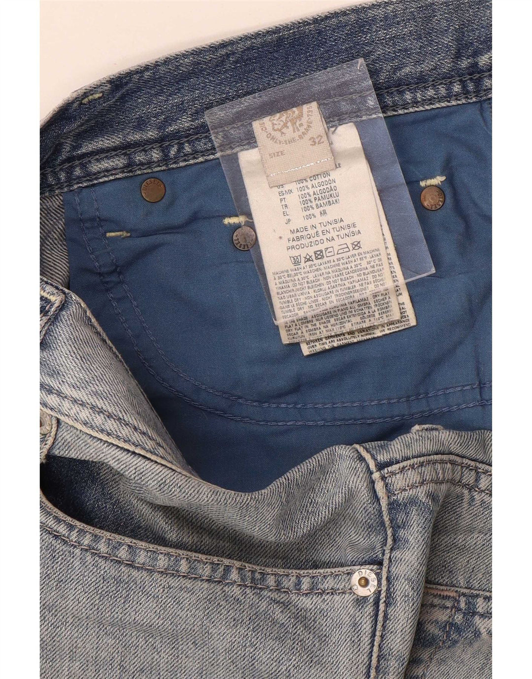 Diesel herre cropped jeans W32 L24 blå bomuld
