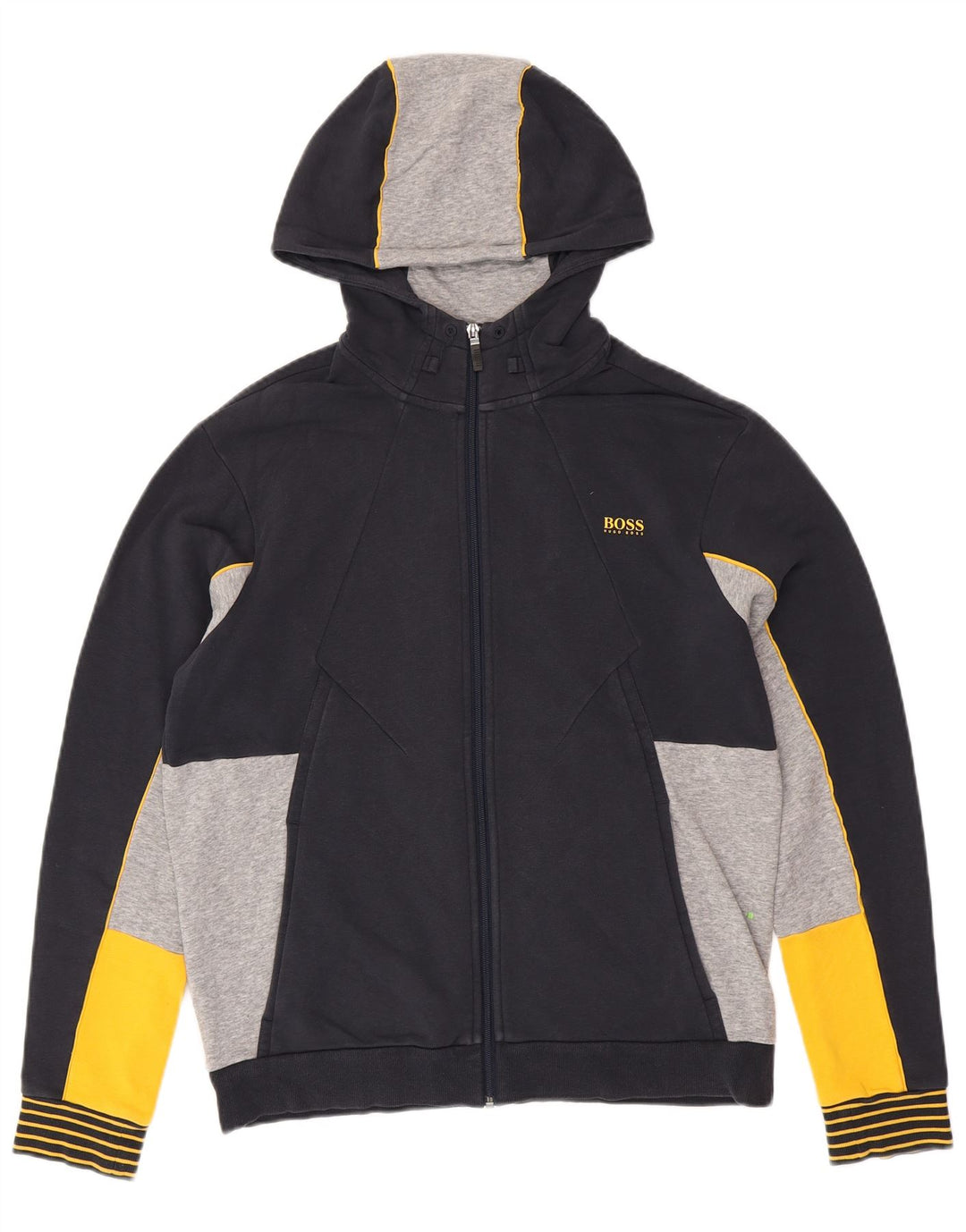 HUGO BOSS Herre Regular Fit Hættetrøje med lynlås Stor marineblå farveblok