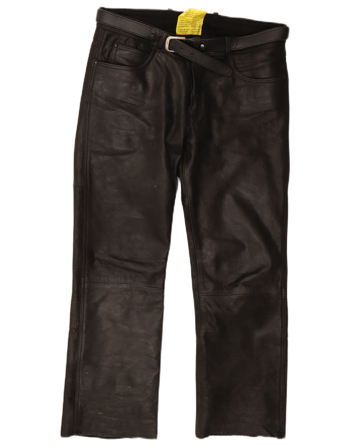 Highway 1 Herre lige læderbukser IT 48 Medium W32 L34 Sort