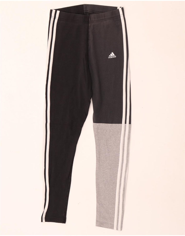 Adidas Womens Leggings UK 8/10 Small Black Colourblock