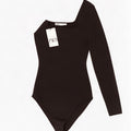 Zara Womens One Shoulder Bodysuit UK 12 Medium Black Viscose
