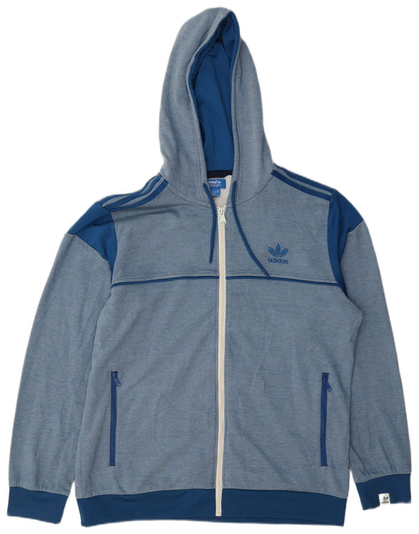 Adidas Mens Zip Hoodie Sweater Large Blue Cotton