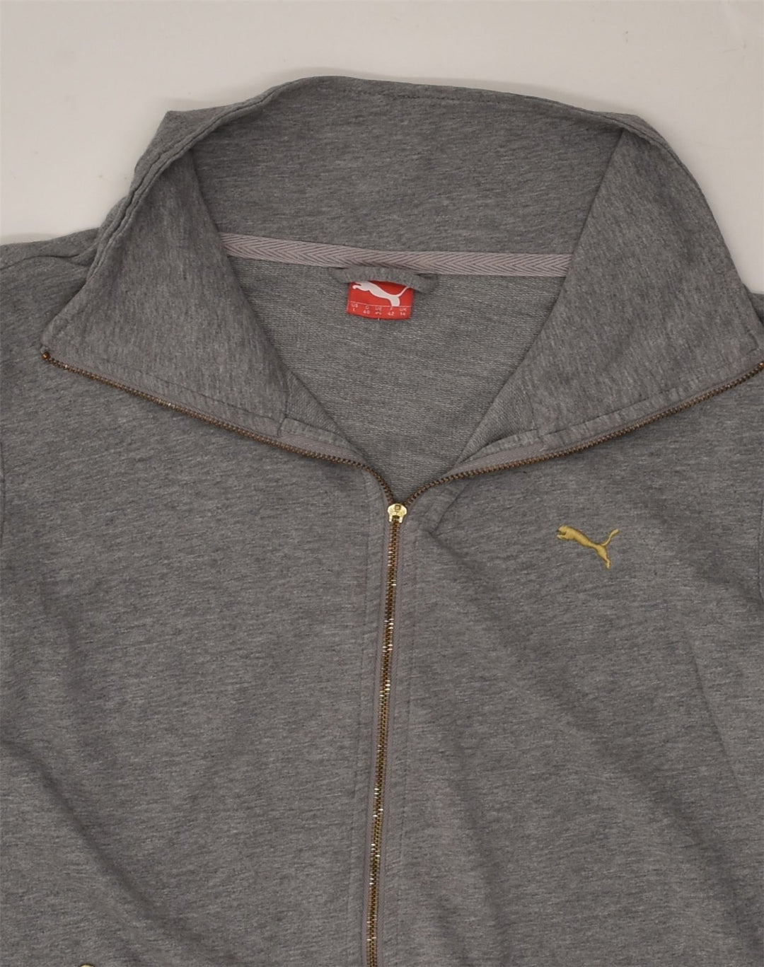 PUMA Womens Tracksuit Top Jacket UK 14 Medium Grey Cotton | Vintage Puma | Thrift | Second-Hand Puma | Used Clothing | Messina Hembry 