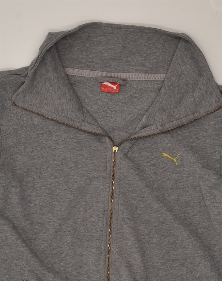 PUMA Womens Tracksuit Top Jacket UK 14 Medium Grey Cotton | Vintage Puma | Thrift | Second-Hand Puma | Used Clothing | Messina Hembry 
