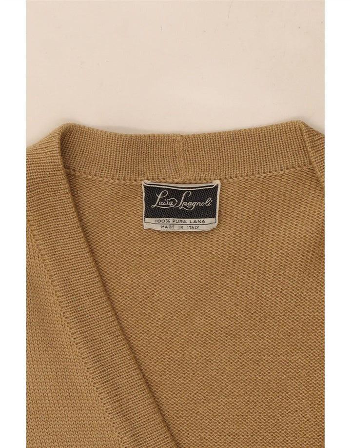LUISA SPAGNOLI Dame Cardigan Sweater UK 14 Stor Beige Uld