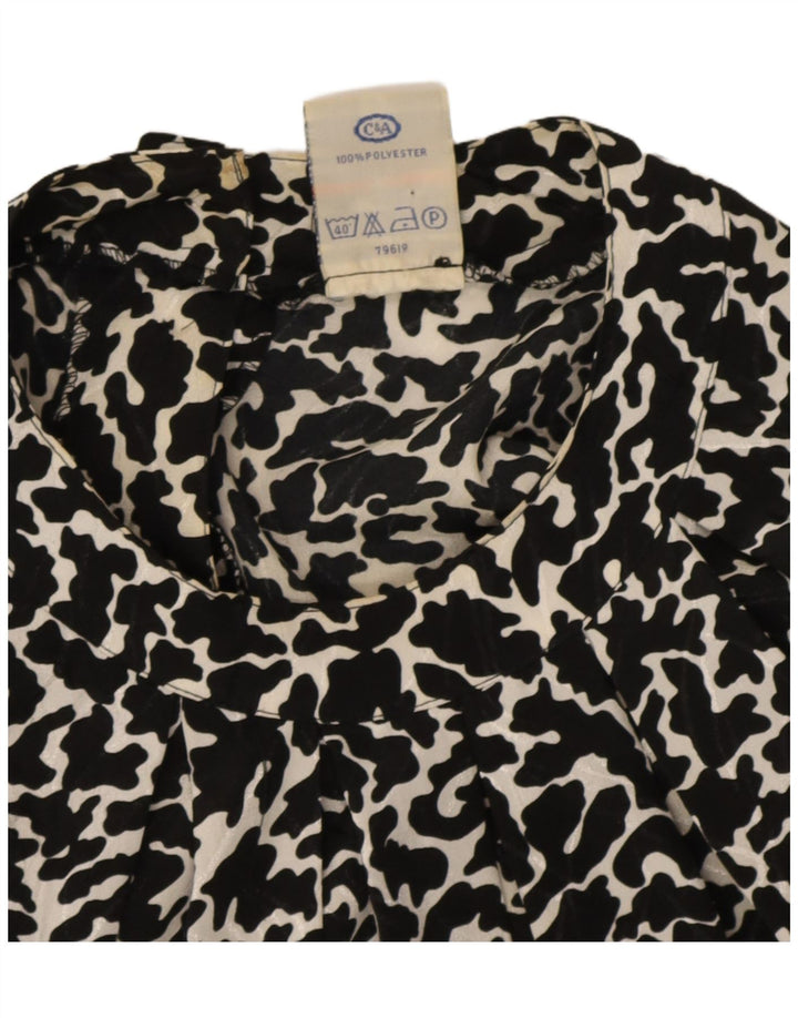 Yessica Womens Crop Bluse Top EU 38 Medium Black Animal Print Polyester