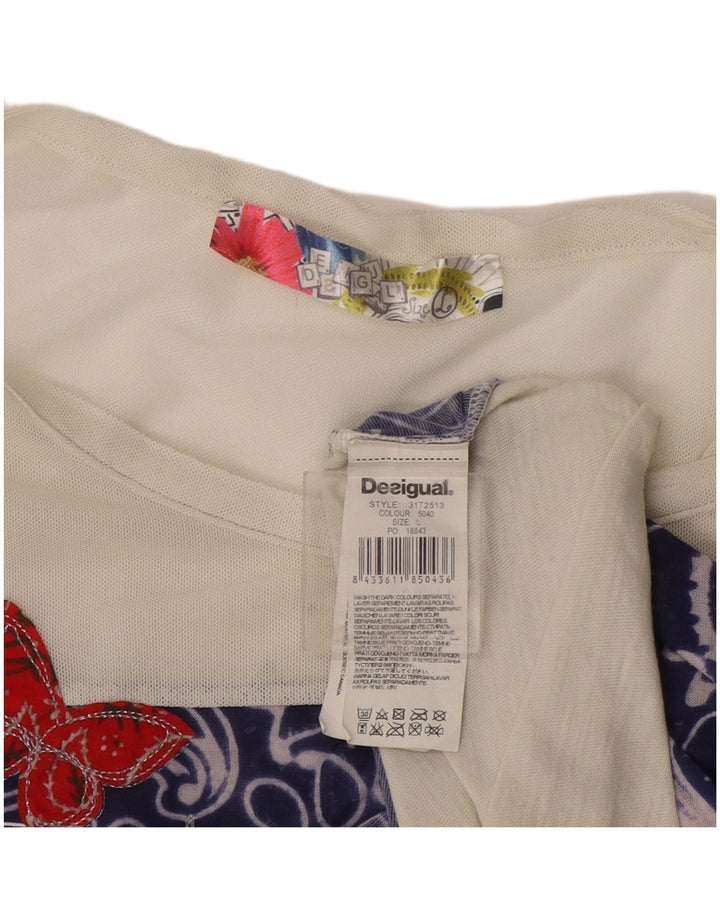 Desigual Kvinders Grafisk Vest Top UK 14 Stor Hvid Paisley Polyester